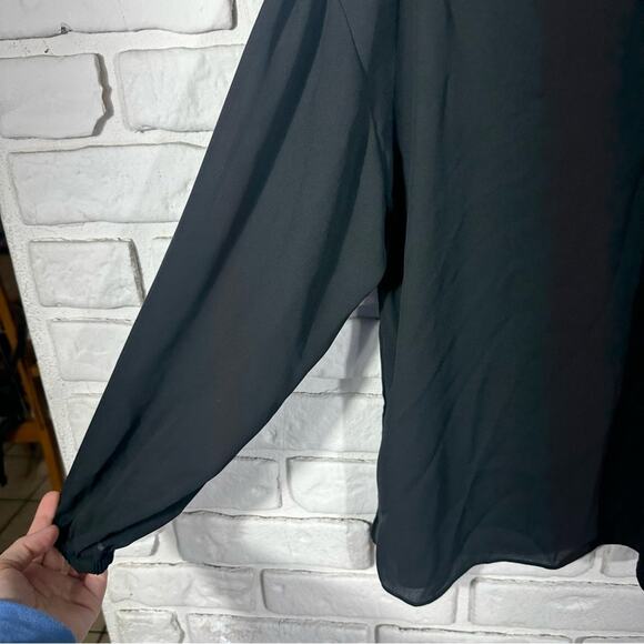 NEW Eloquii Sheer Lace Up Long Sleeve Top Size 16 - Picture 9 of 11